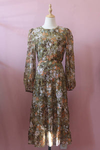 TCEC Women's Floral Dress in olive - women's dress