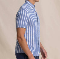 Southern Tide - Seamark Stripe Linen Rayon Short Sleeve Sport Shirt
