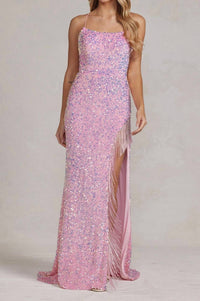 Sachin & Babi - Nox Anabel Sequin Gown With Fringe Slit
