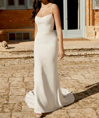 Sincerity - Beaded Crepe Fit And Flare Wedding Gown