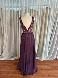 MORILEE Women's Underlay Dress in eggplant nude - women's dress - detail view