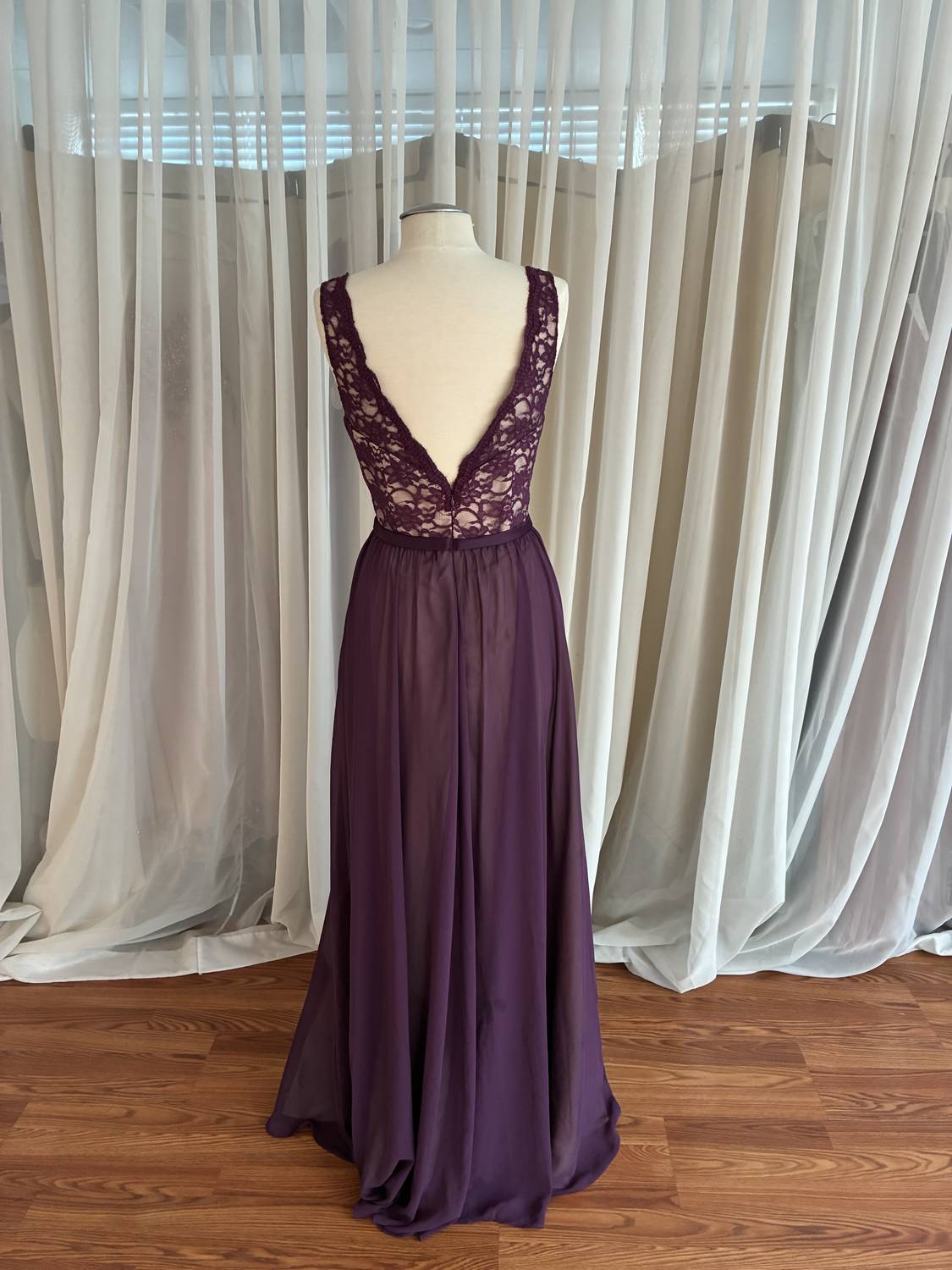 MORILEE Women's Underlay Dress in eggplant nude - women's dress - detail view
