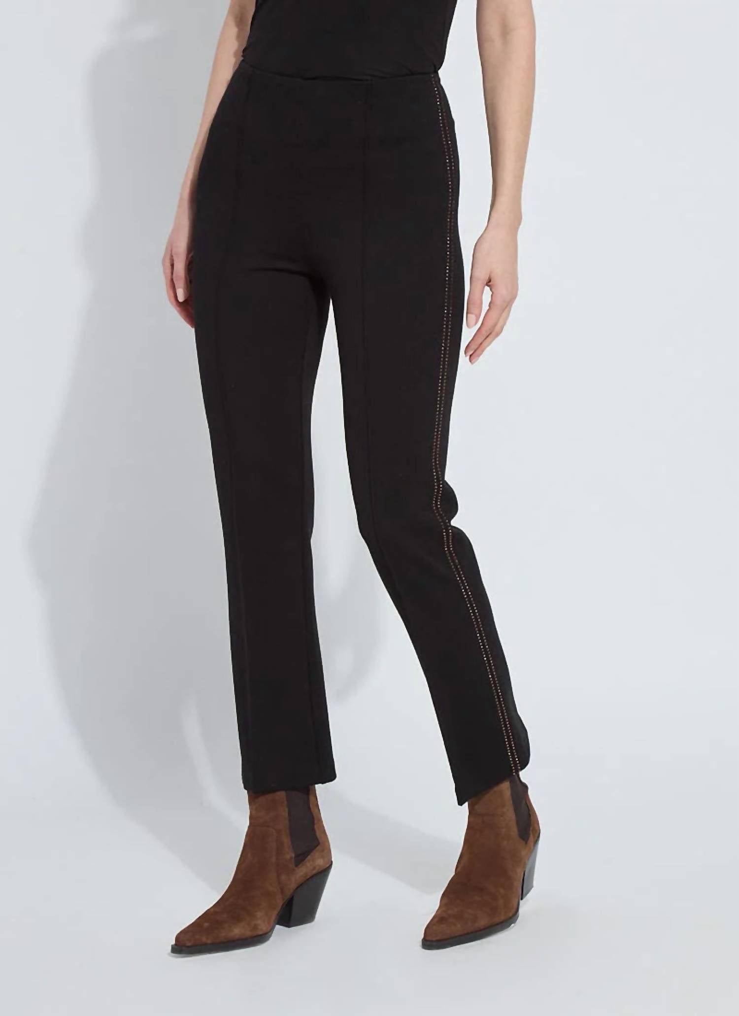 Lysse Women's Crystal Embellished Ankle Elysse Pant in black - women's pants