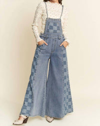 Davi & Dani - Checkered Wide Leg Overalls