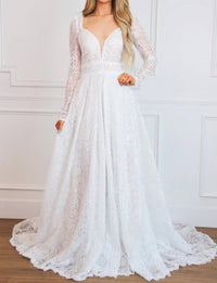 Cinderella Divine - Oriana Lace A Line Detachable Long Sleeve Wedding Dress