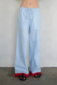 Things Between Isadora Linen Pants in light blue red - women's pants