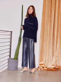 Fifteen Twenty - Faux Patent Leather Cropped Pants