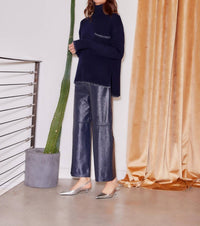 Fifteen Twenty - Faux Patent Leather Cropped Pants