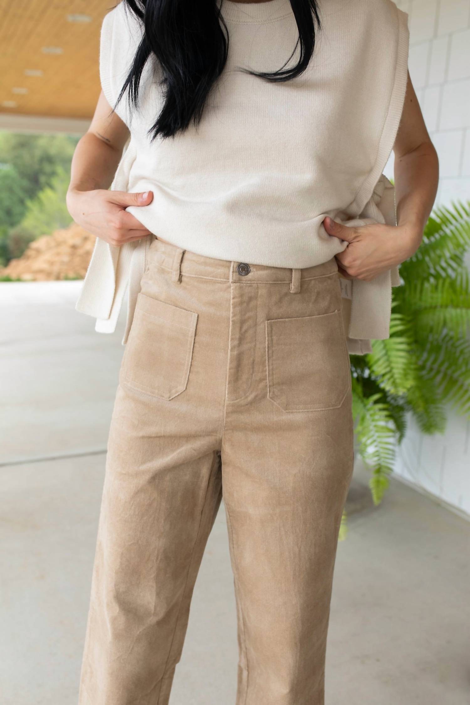 AnnieWear Tranquility Corduroy Wide Leg Pants in taupe - women's pants - view 4