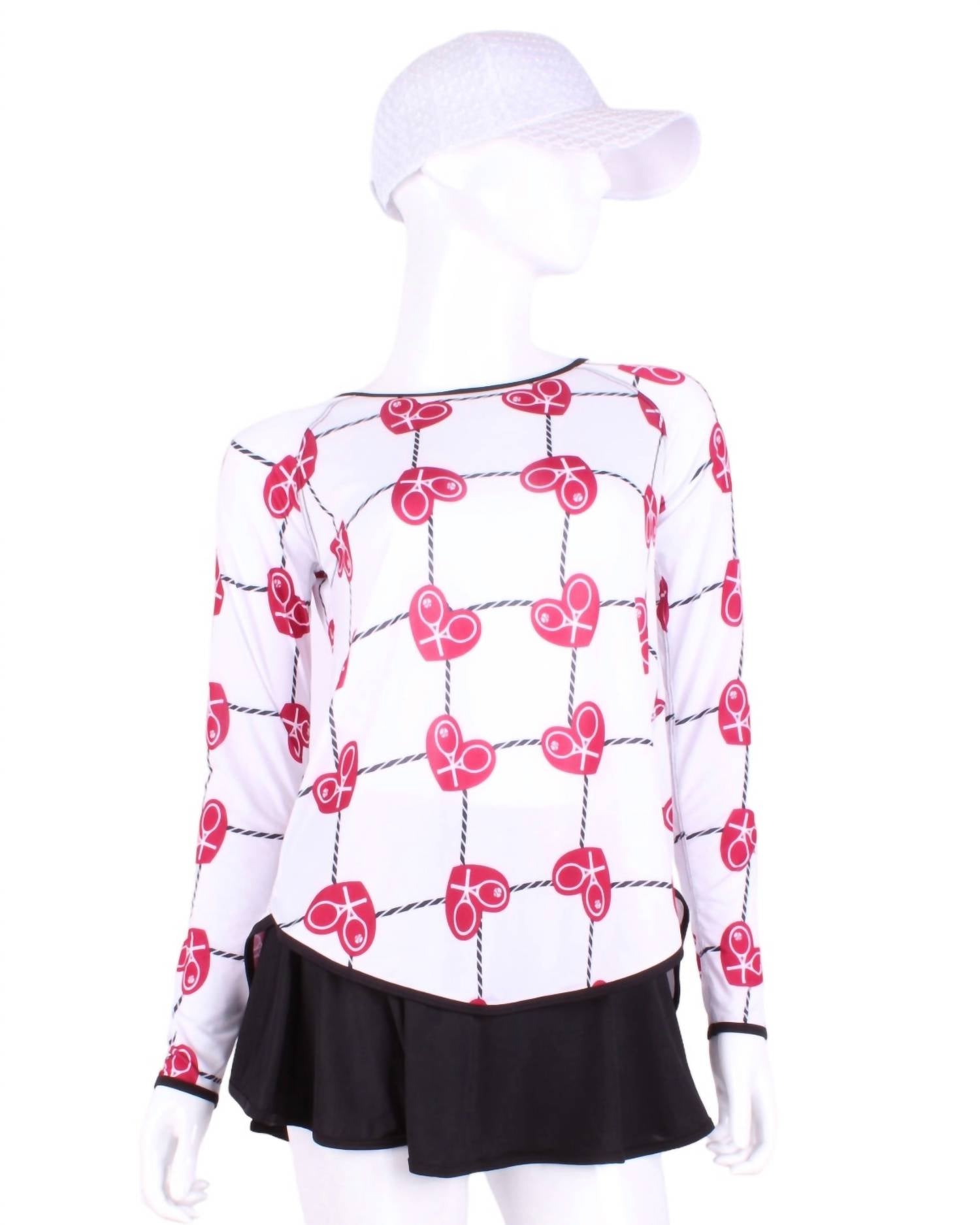 Love Love Tennis - Women's Tie Back Long Sleeve Tennis Tee