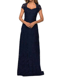 La Femme - Lace V Neck Sheath Dress