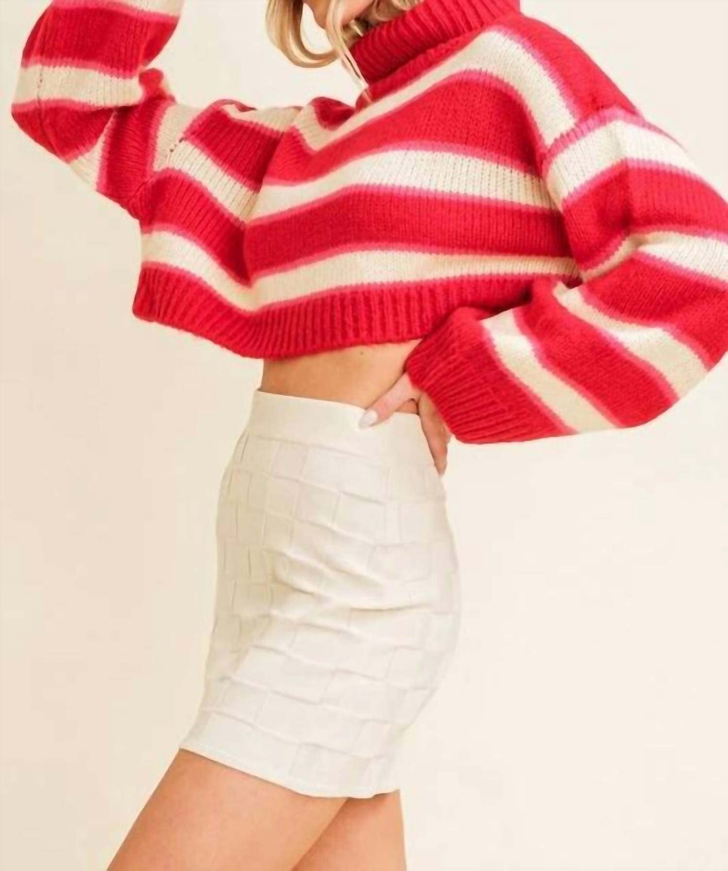 Cloud Ten - Cropped Stripe Turtleneck Sweater