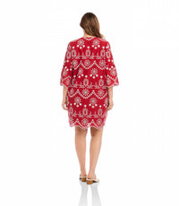 Karen Kane - Flare Sleeve Embroidered Dress - Plus