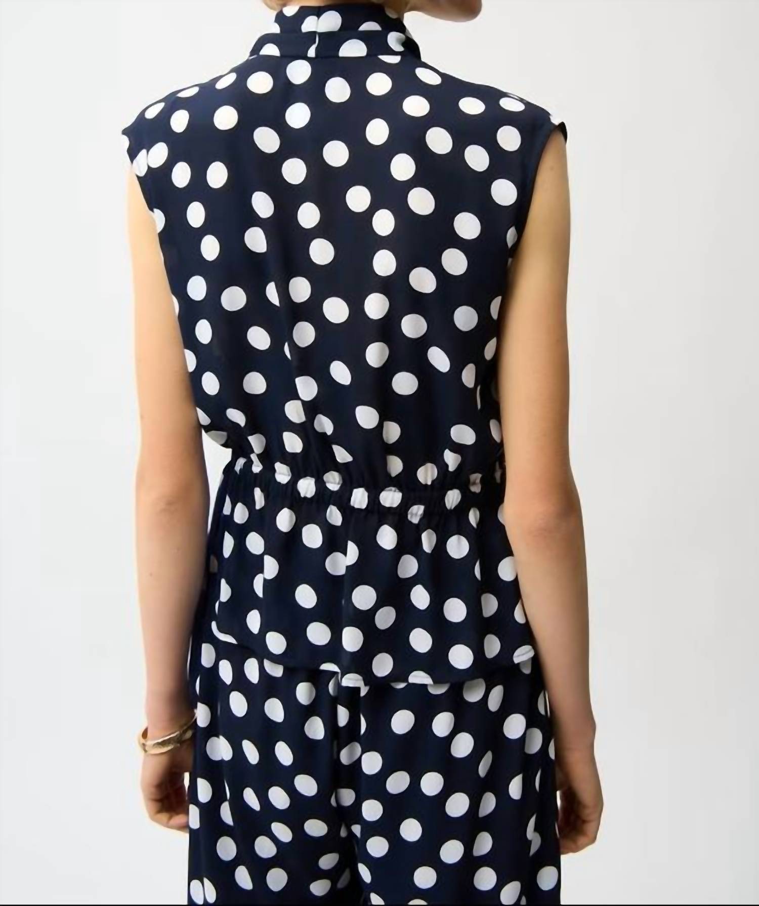 Joseph Ribkoff - Sleeveless Polka Dot V-neck Top