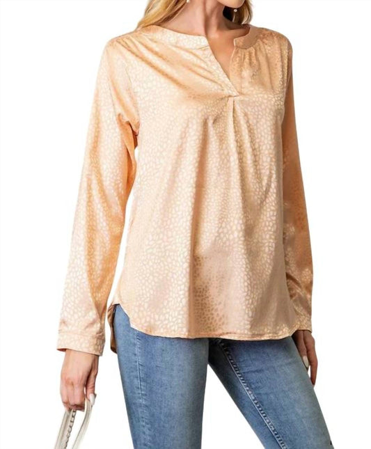 Kori - Mandalin Collar V-Neck Blouse