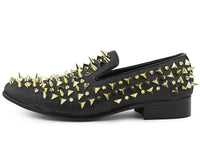 Bolano Men's Mesa Spiked Slip-on Smoking Driving Loafer in black gold - men's loafer - alternate view