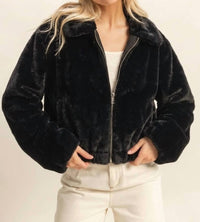 Hyfve - Faux Fur Zip Up Jacket