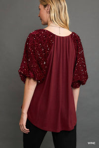 Umgee - Sparkly Knit Velvet Top