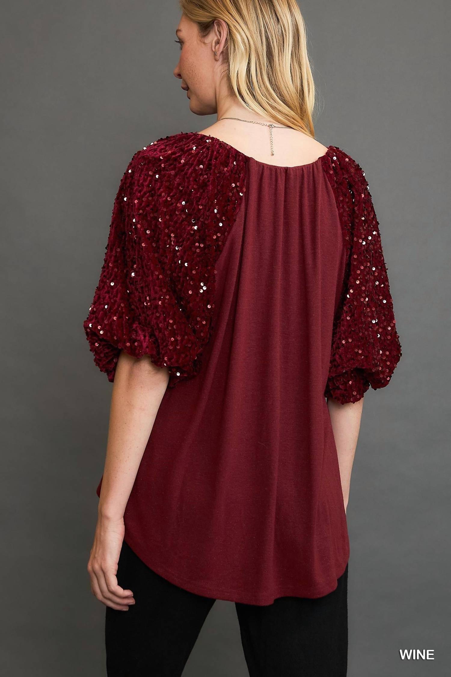 Umgee - Sparkly Knit Velvet Top