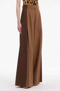 Oscar De La Renta - Mixed Pleated Wide Leg Pants