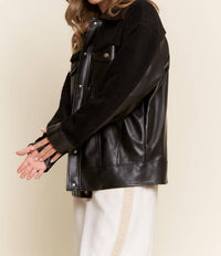 J.Nna - Faux Leather Sherpa Teddy Jacket