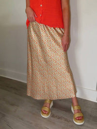 Tea N Rose - Sunny Sunkist Floral Midi Skirt