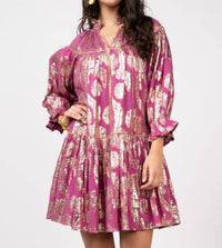 Ivy Jane - Metallic Roses Swing Mini Dress