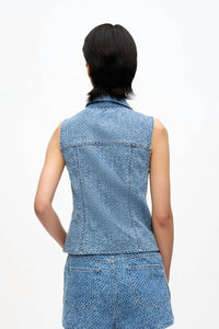Ganni - Fluffy Denim Fitted Top