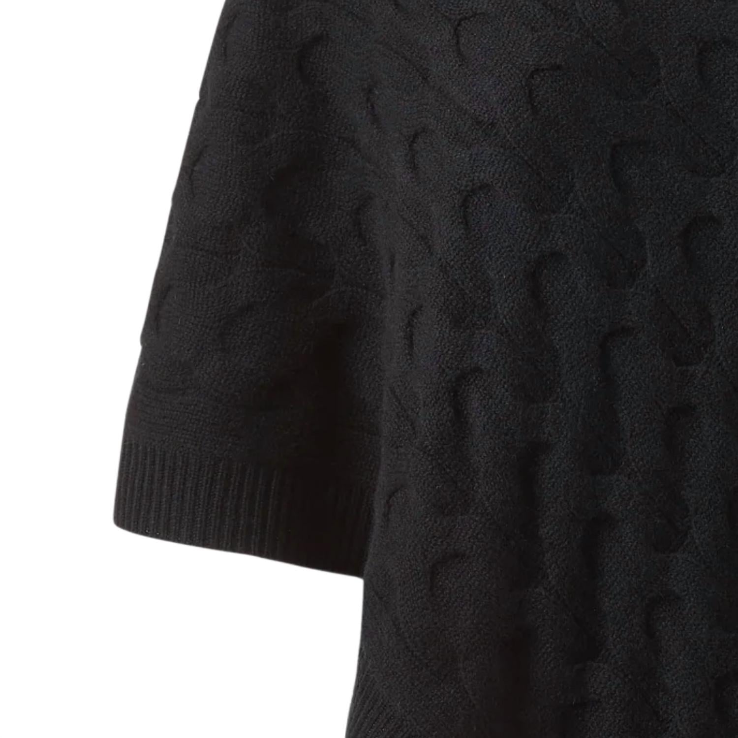 Kinross Luxe Cable Poncho in black - women's sweater - alternate view