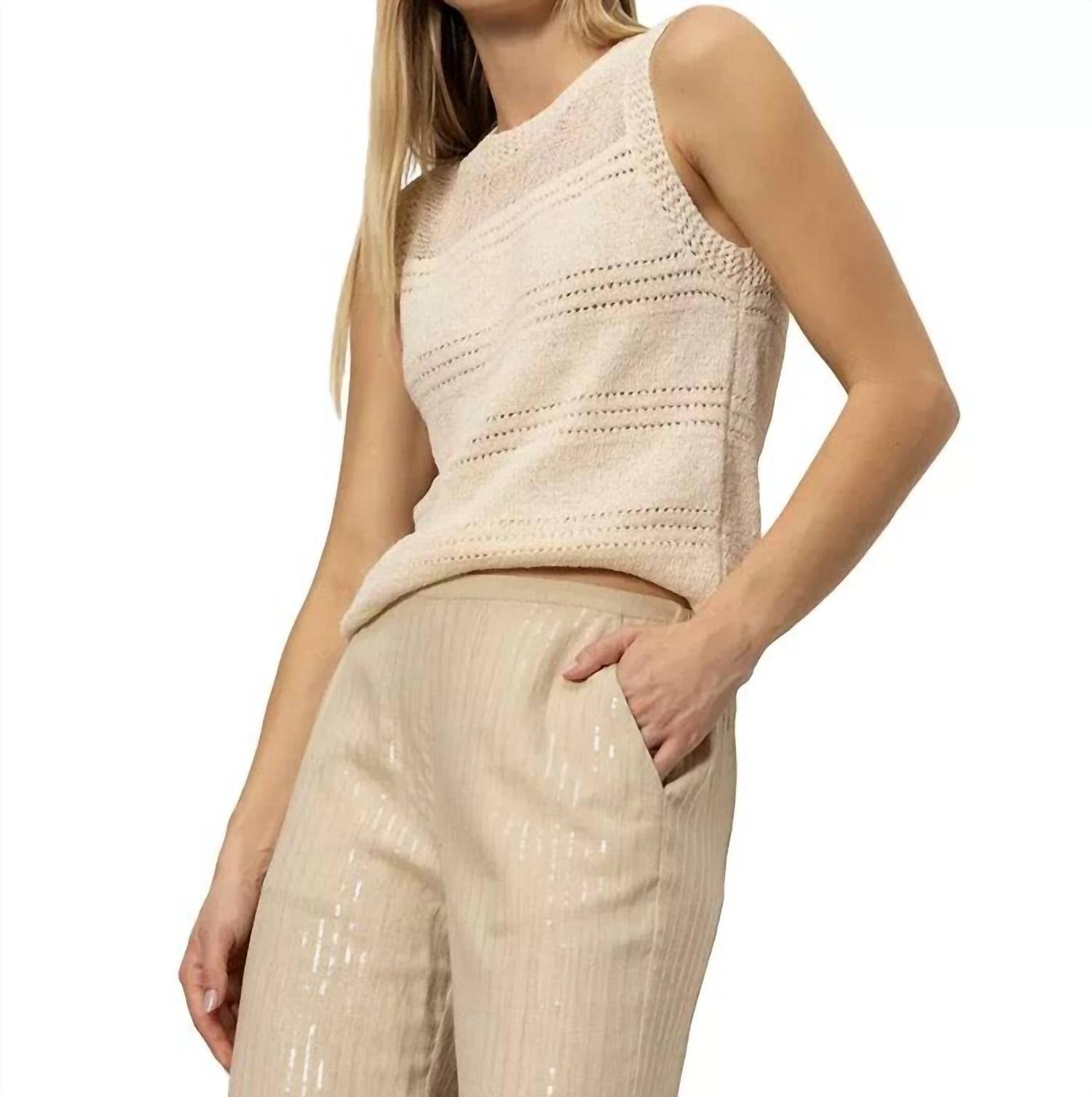 Sanctuary Coastal Pull On Wide Leg Pants in sand sequin stripe - women's pants - view 6