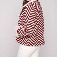 CHARLIE B Women's Chevron Jacket in cabernet - women's jacket - detail view