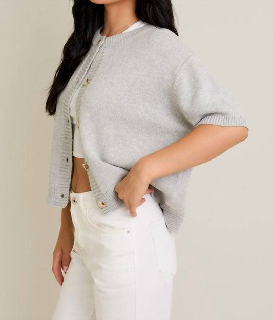 Le Lis - Short Sleeve Cardigan Sweater