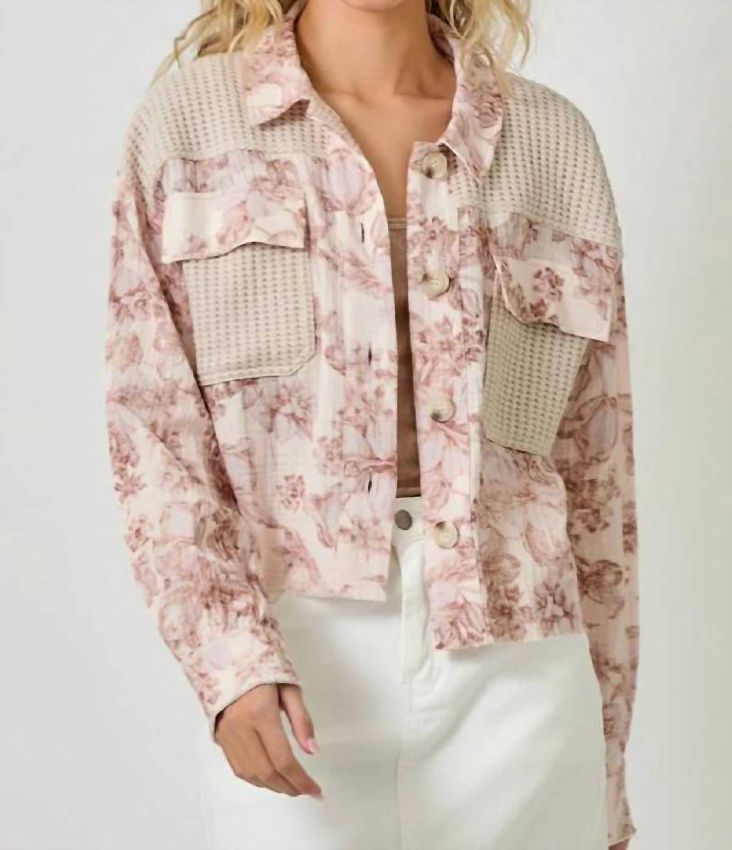 Mystree - Mixed Media Floral Jacket