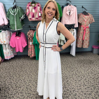 Entro - Solid Sleeveless Midi Dress with Self-Tie Belt