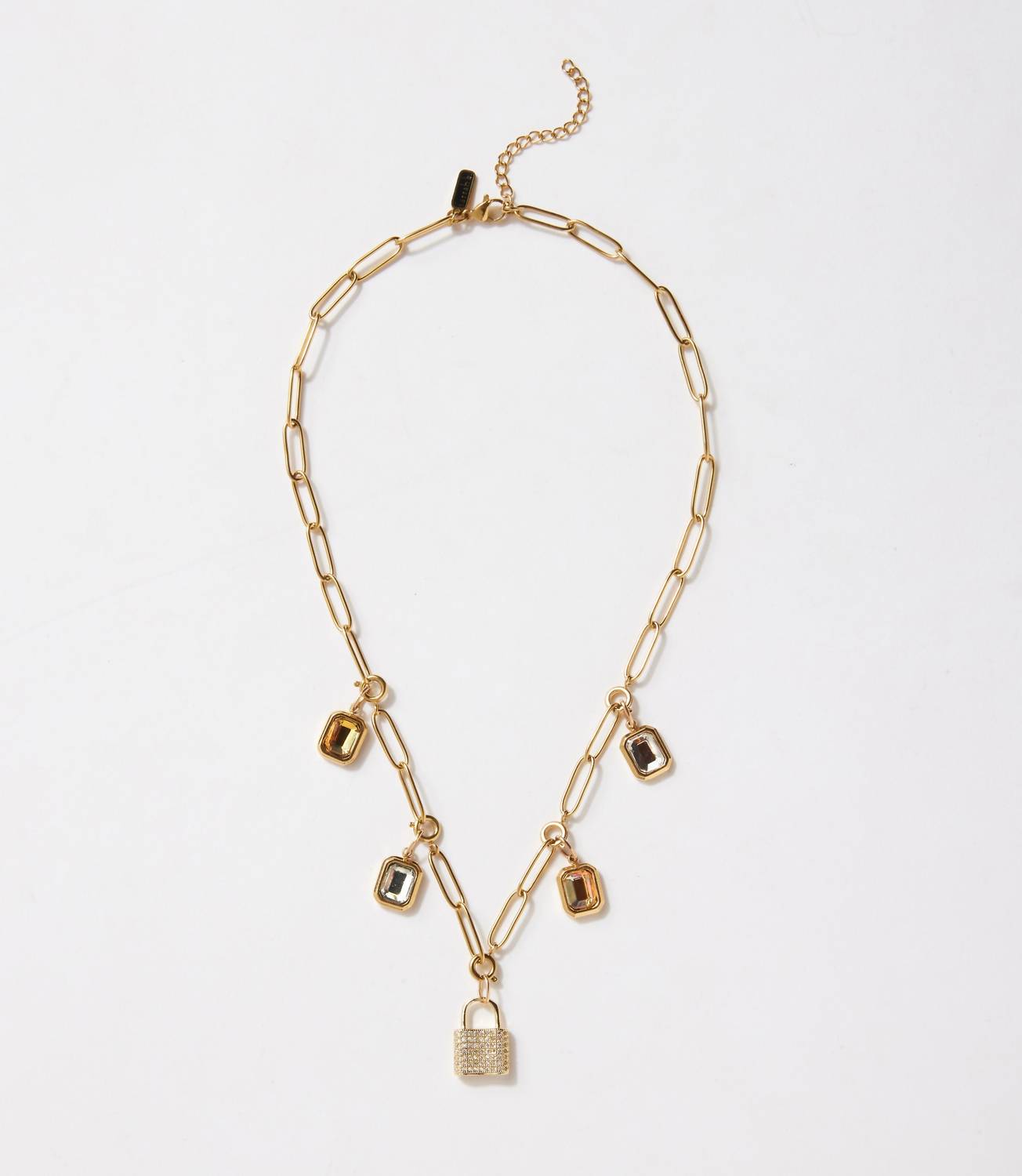 farrah b JEWELRY Women's Locked In Light Charm Necklace in light charm necklace in gold - women's jewelry