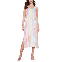 CHARLIE B Stripe Sleeveless Dress in multi - women's dress