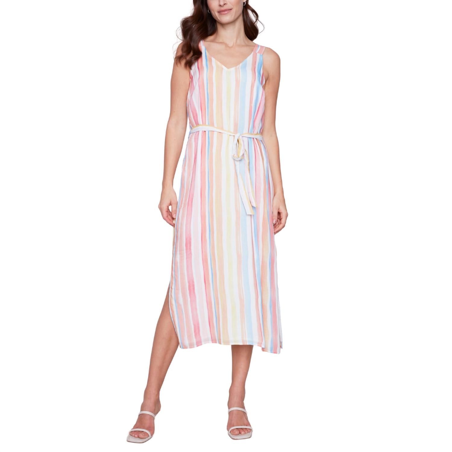 CHARLIE B Stripe Sleeveless Dress in multi - women's dress