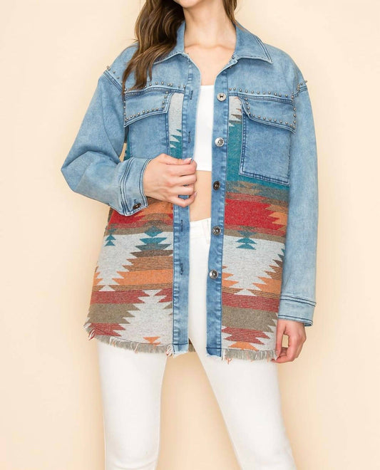 Way - Oversized Aztec Jacket With Studs