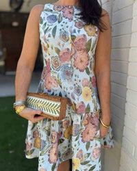 Aureum - Jacquard Drop Waist Floral Dress