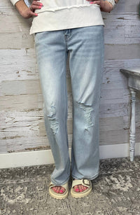 Grace And Lace - Slouchy Soft Wide Leg Distressed Jeans