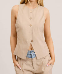 Mimosa - Fitted Pinstripe Button Up Vest
