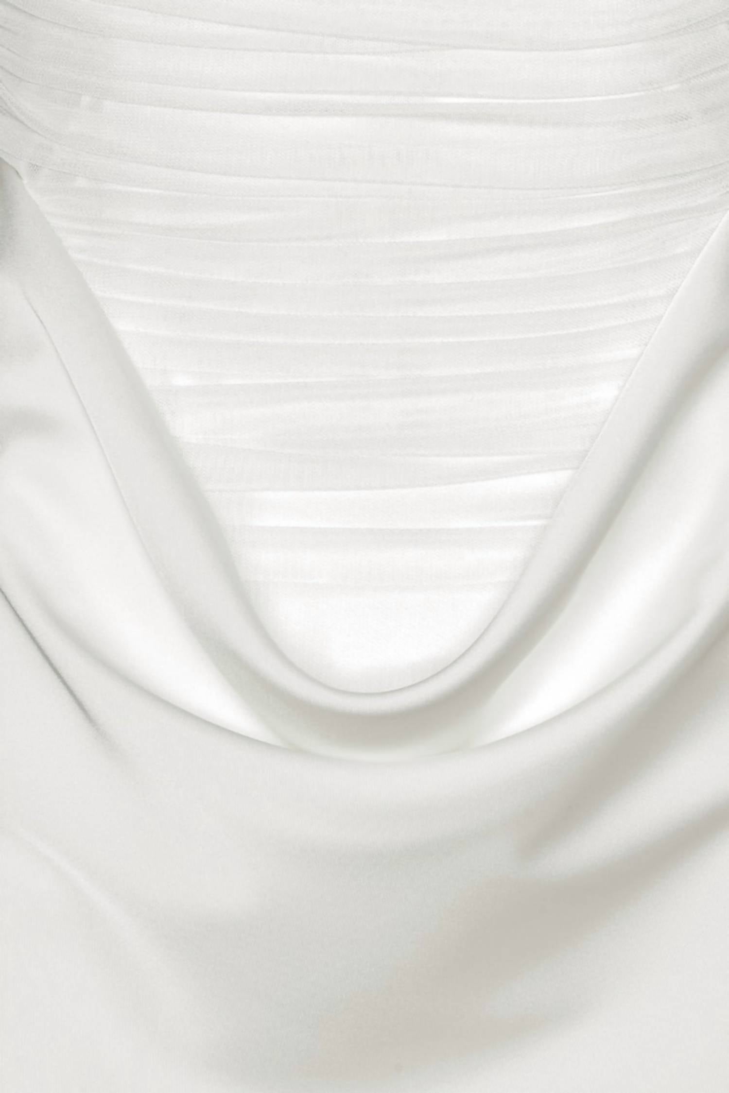 ROTATE Women's Ruched Mini Dress in egret - women's dress - alternate view