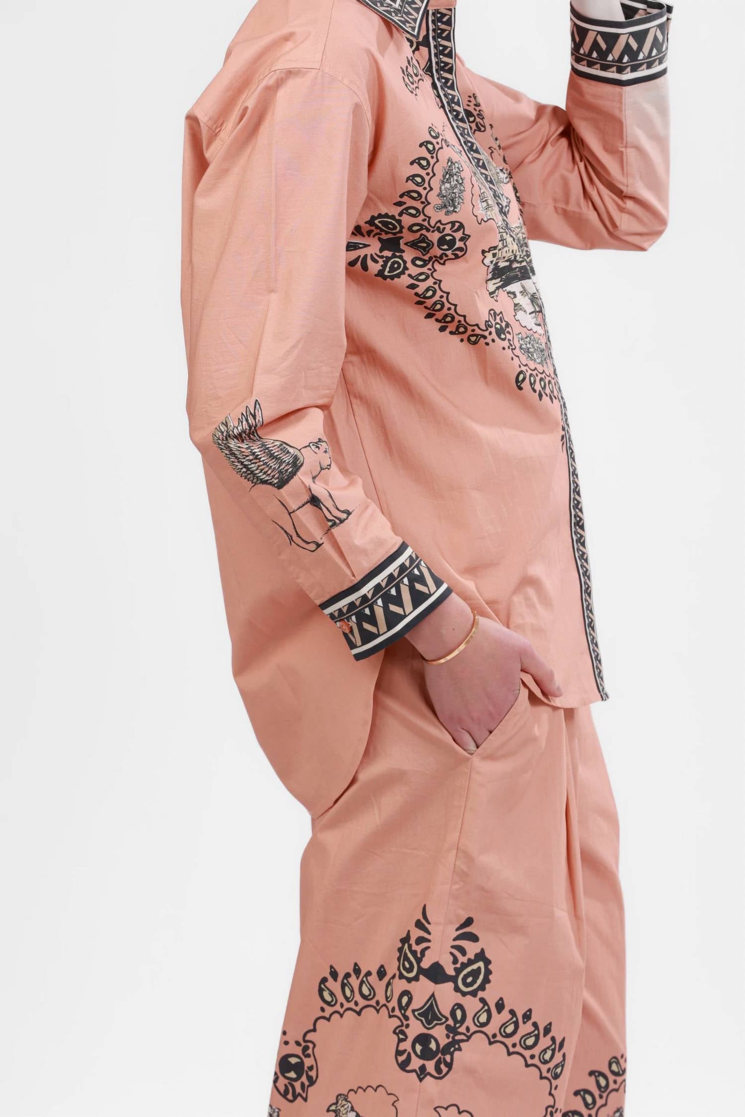 Las Sureñas Poplin Long Sleeve Shirt in pink italian - women's long sleeve top - alternate view