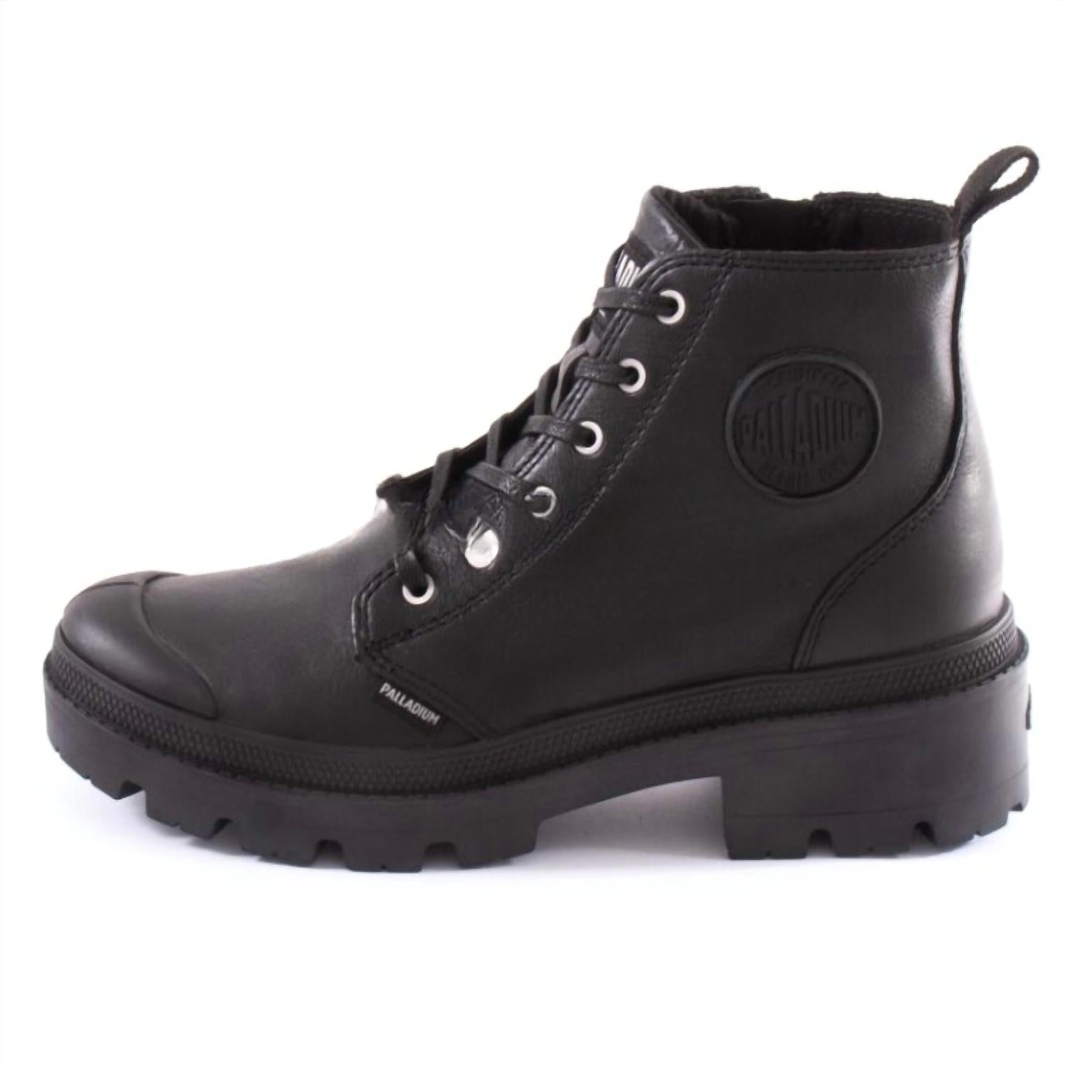 Palladium Women's Pallabase Leather Shoe in black black - women's shoe - detail view