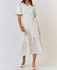 Lalavon - Frankie Button Down Tiered Midi Dress