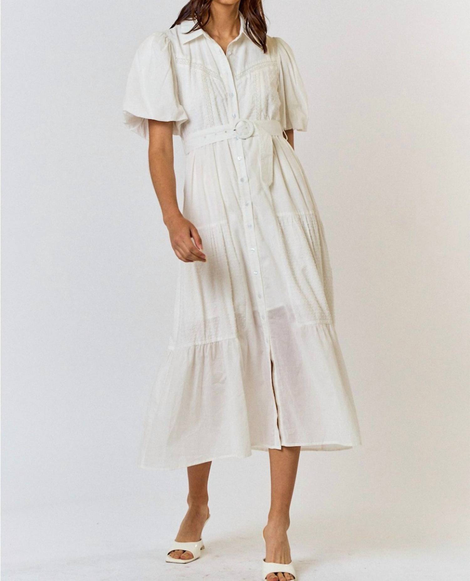 Lalavon - Frankie Button Down Tiered Midi Dress