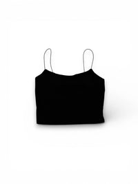 Gaze Spaghetti Strap Crop Top in black - women's shirt - detail view