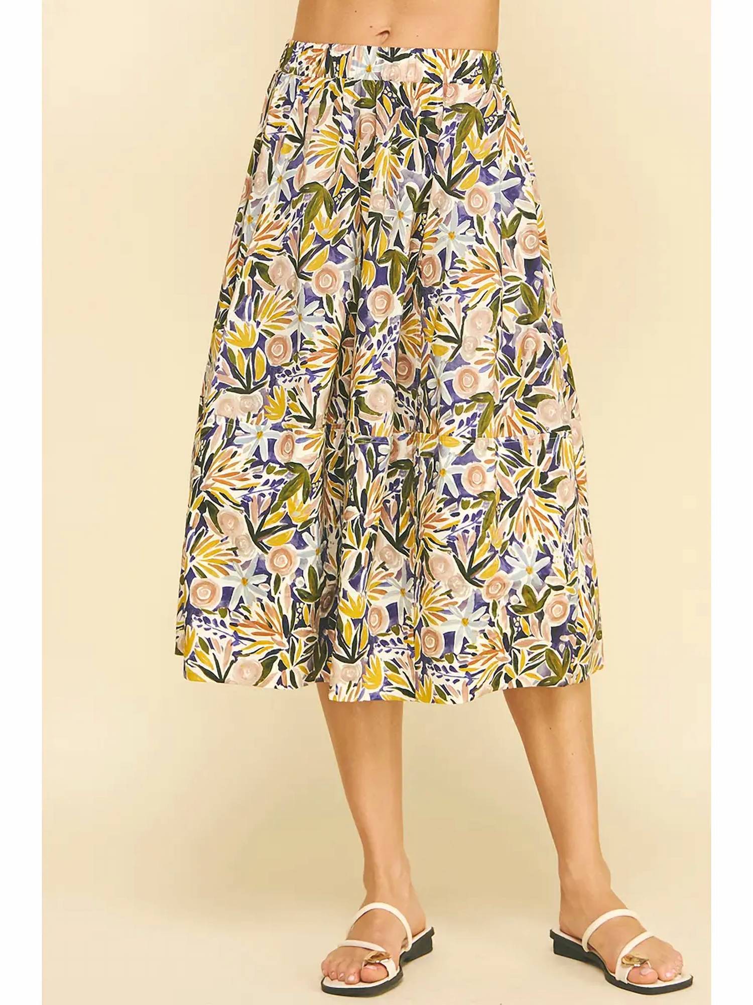 Pinch - Women's Floral Print A-line Skirt
