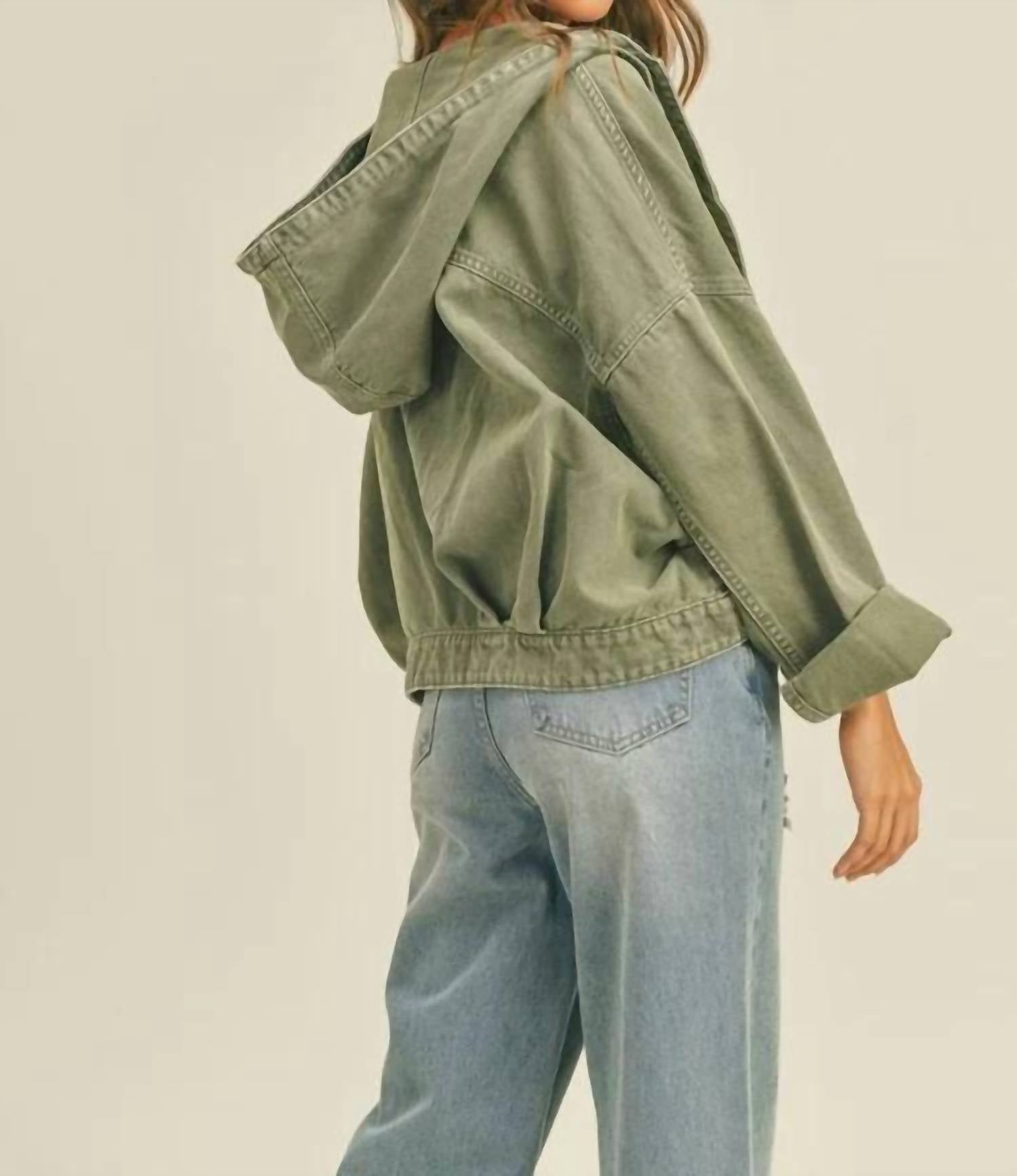 Miou Muse - Washed Cotton Jacket With Hoodie