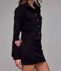Hidden - Suede Shrunken Button-up Shirt
